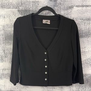 VINTAGE JOSEPH RIBKOFF BLOUSE WITH CUBIC ZIRCONIA BUTTONS
